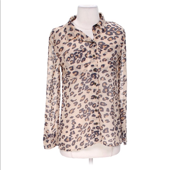 Mudd Sheer Cheetah Print Blouse - Picture 1 of 16